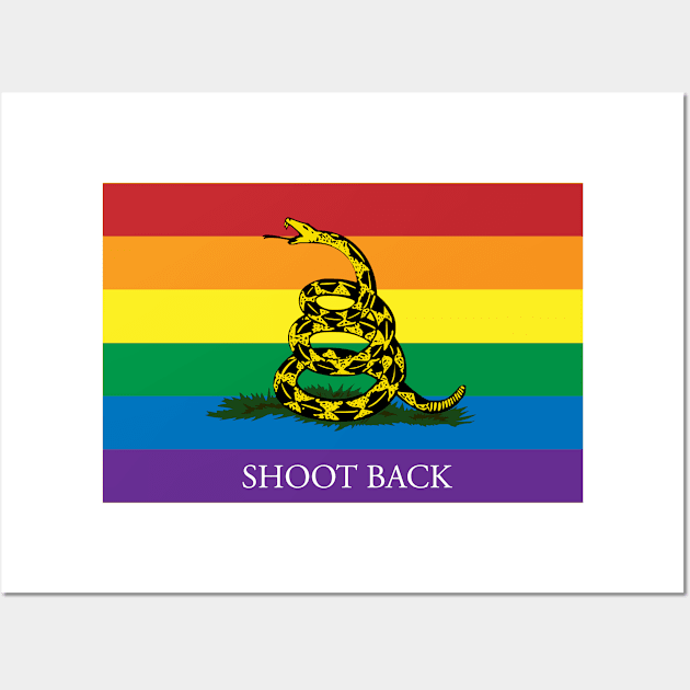 Shoot Back Rainbow Gadsden Flag Wall Art by Operation Blazing Sword